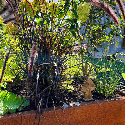 Hochbeet mit Handlauf in Edelrost