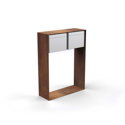 Doppelbriefkasten horizontal, Edelrost