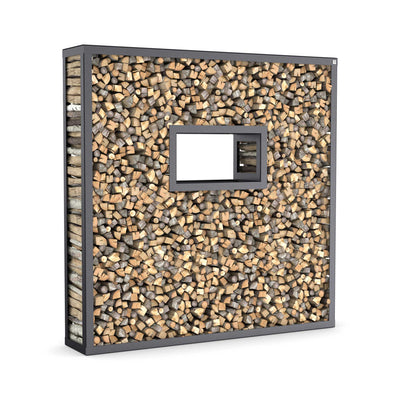 Kaminholzregal Fenster, Edelstahl Pulverlack