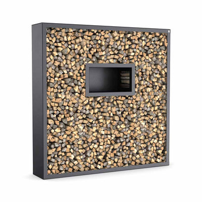 Kaminholzregal mit Seiten- und Rückwand auf Mass, Edelstahl Pulverlack