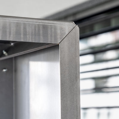 Kaminholzregal Bausatz mit Seitenwand, Stahl Edelrost