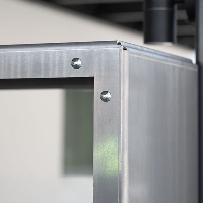 Kaminholzregal Bausatz mit Seitenwand, Stahl Edelrost