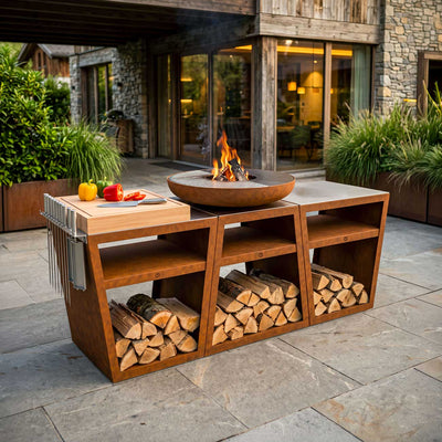 Support pour accessoires de cuisine de plein air, en acier inoxydable