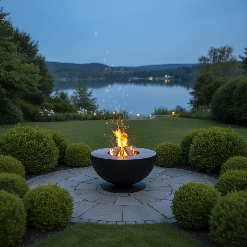 Feuerschale mit Grillring höhenverstellbar 100, Edelstahl Schwarz