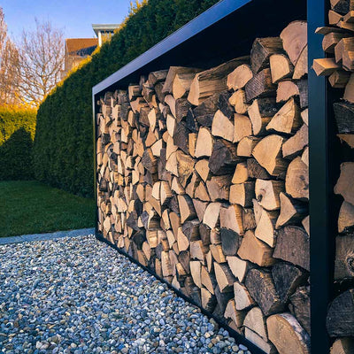 Kaminholzregal auf Mass, Edelstahl Pulverlack