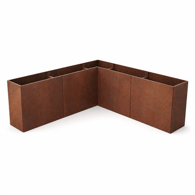Raised Garden Bed Kit with L-Shaped Handrail 40, Patinated Steel