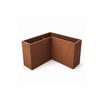 Raised Garden Bed Kit with L-Shaped Handrail 40, Patinated Steel
