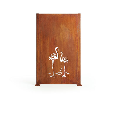 Privacy screen Flamingo pair, patina