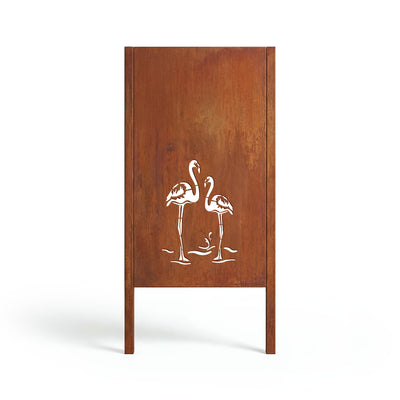 Privacy screen Flamingo pair, patina