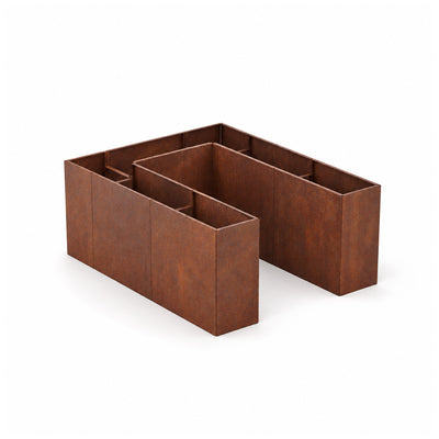 Hochbeet Bausatz mit Handlauf U-Form 40, Stahl Edelrost
