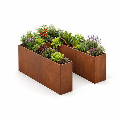 Hochbeet Bausatz mit Handlauf U-Form 40, Stahl Edelrost