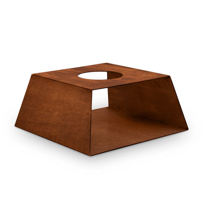 Unterbau für Feuerschale mit Holzfach, Stahl Edelrost