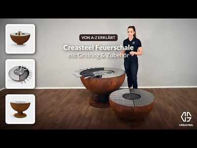 Feuerschale mit Grillring höhenverstellbar 100, Edelstahl Schwarz